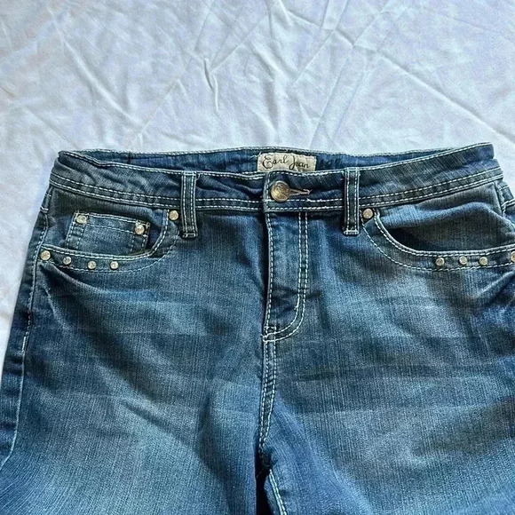 Earl crop denim jeans size 10 rhinestone - Picture 2 of 7